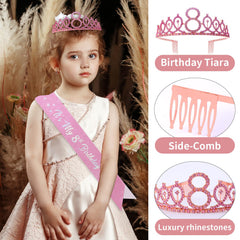 Happy 8th Birthday Cake Topper with age 8 elements