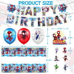 Happy Birthday banner included in Spider Birthday Party Supplies set