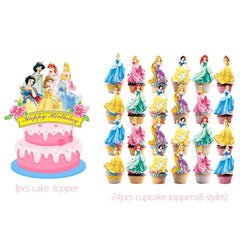 Vibrant prints on cake toppers for Disne Princess decorations