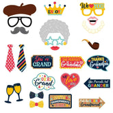 grandparents day photo booth props 24-piece cardboard cutouts on sticks