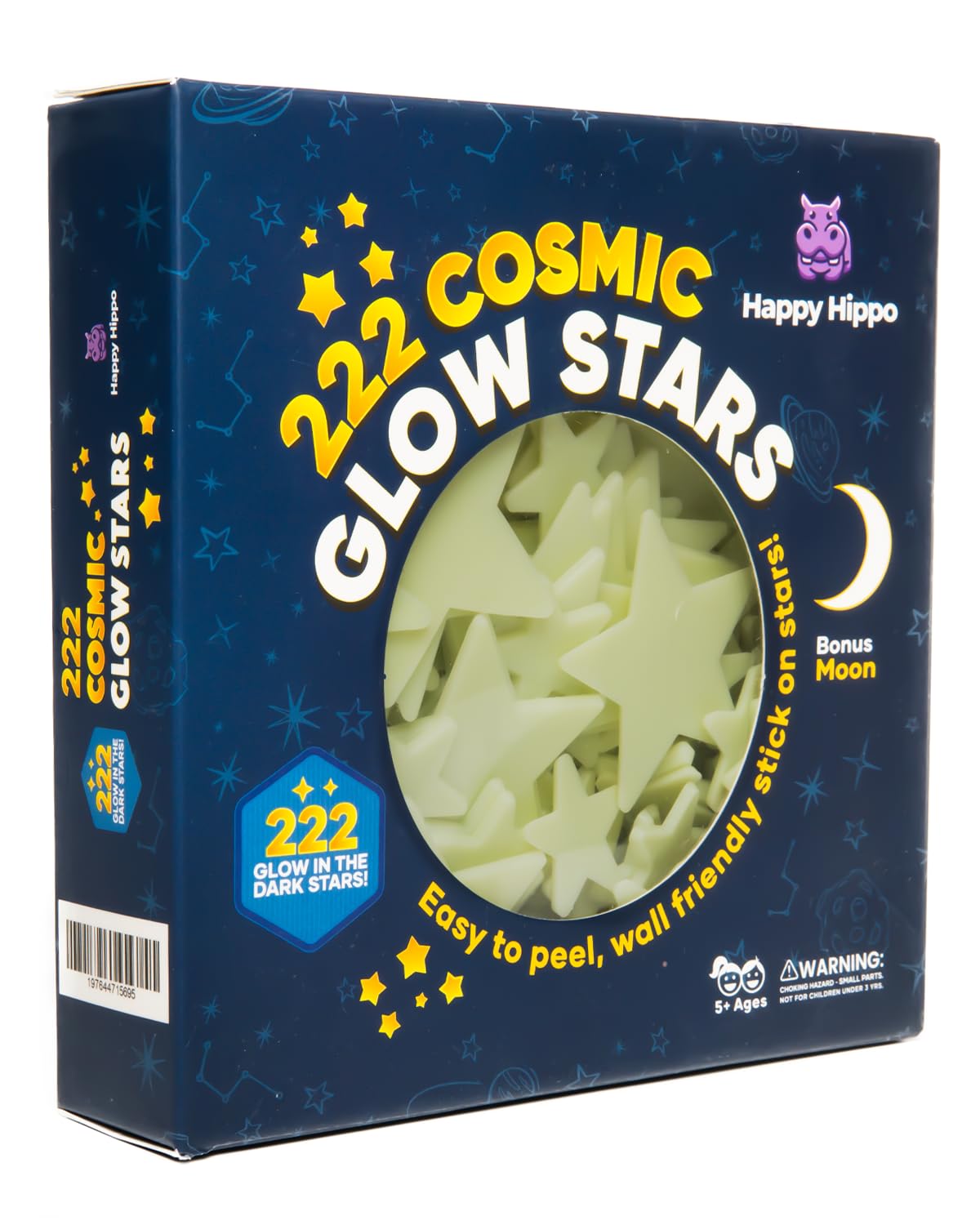 Happy Hippo glow in the dark stars ceiling set with bonus moon