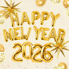 Happy New Year 2026 Balloons Set foil letters and 2026 numbers