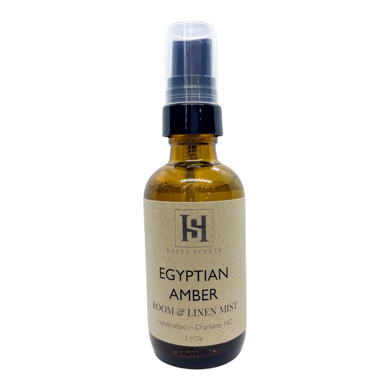 Happy Scents Egyptian Amber Room & Linen Mist 2 oz amber glass spray bottle