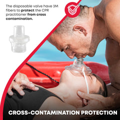 One-way valve with 3M Filtrete filter for CPR