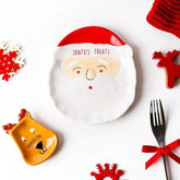 Harmony style Night Before Christmas Santa and Reindeer ceramic plate set two-piece front view