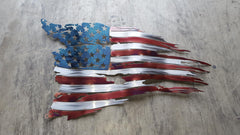 Hartcrafters 24 inch metal American flag tattered battleworn finish