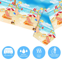 Waterproof durable plastic tablecloth protects surfaces