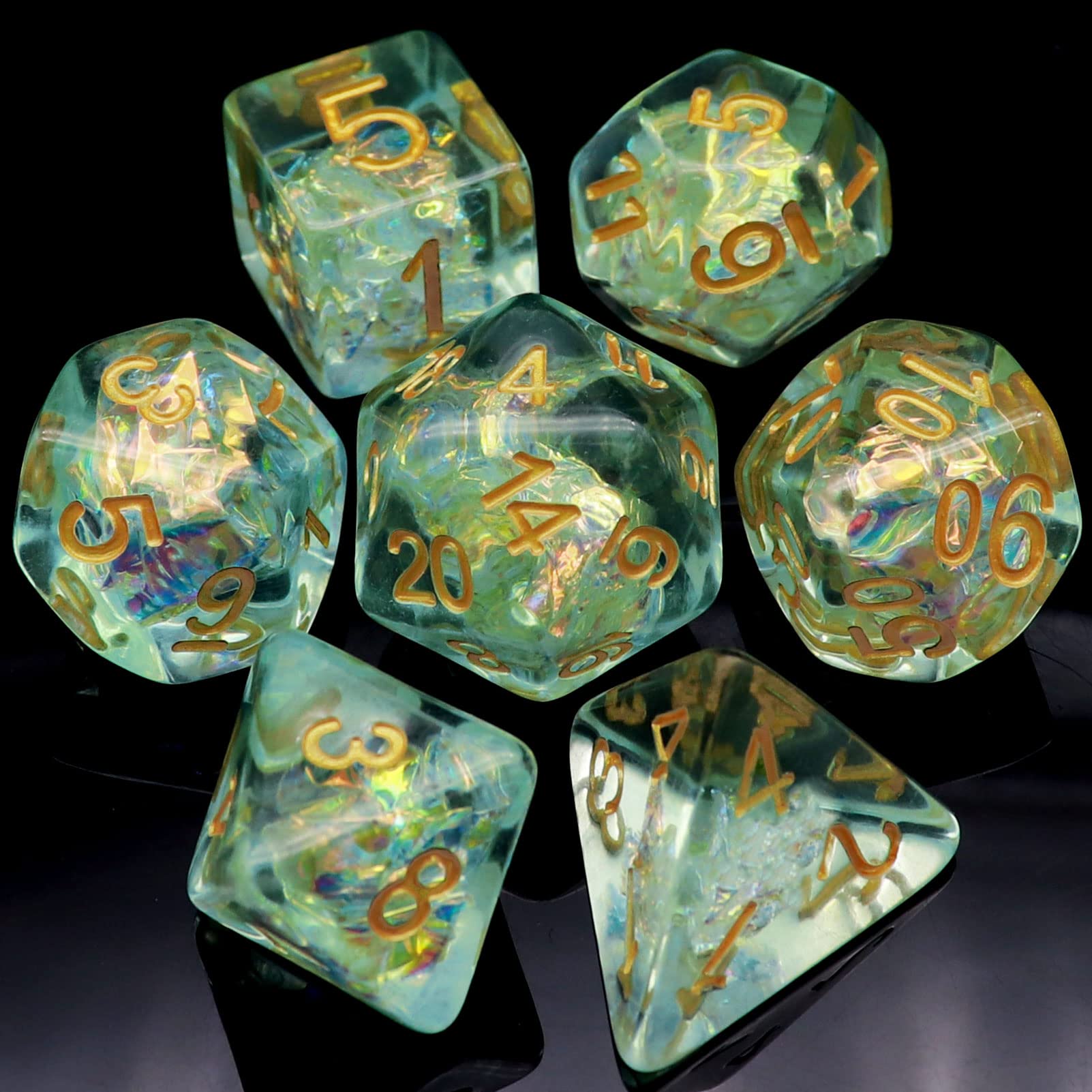Haxtec DND dice set light ice green polyresin