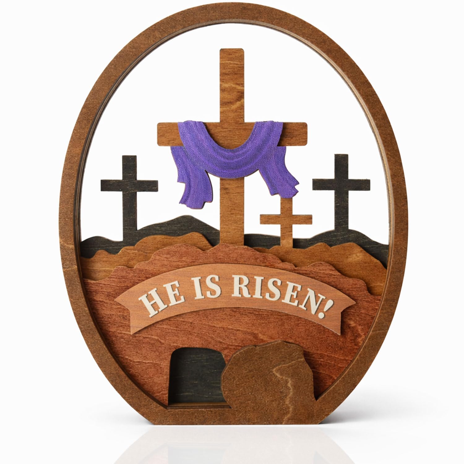 He Is Risen Easter Decor wooden centerpiece with crosses