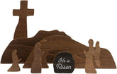 He Is Risen Wooden Decor Easter Resurrection Scene close up