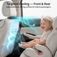 USB-C powered car fan for driver and rear passengers