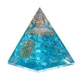 HEALING ZONE Aquamarine Orgone Pyramid handmade front view