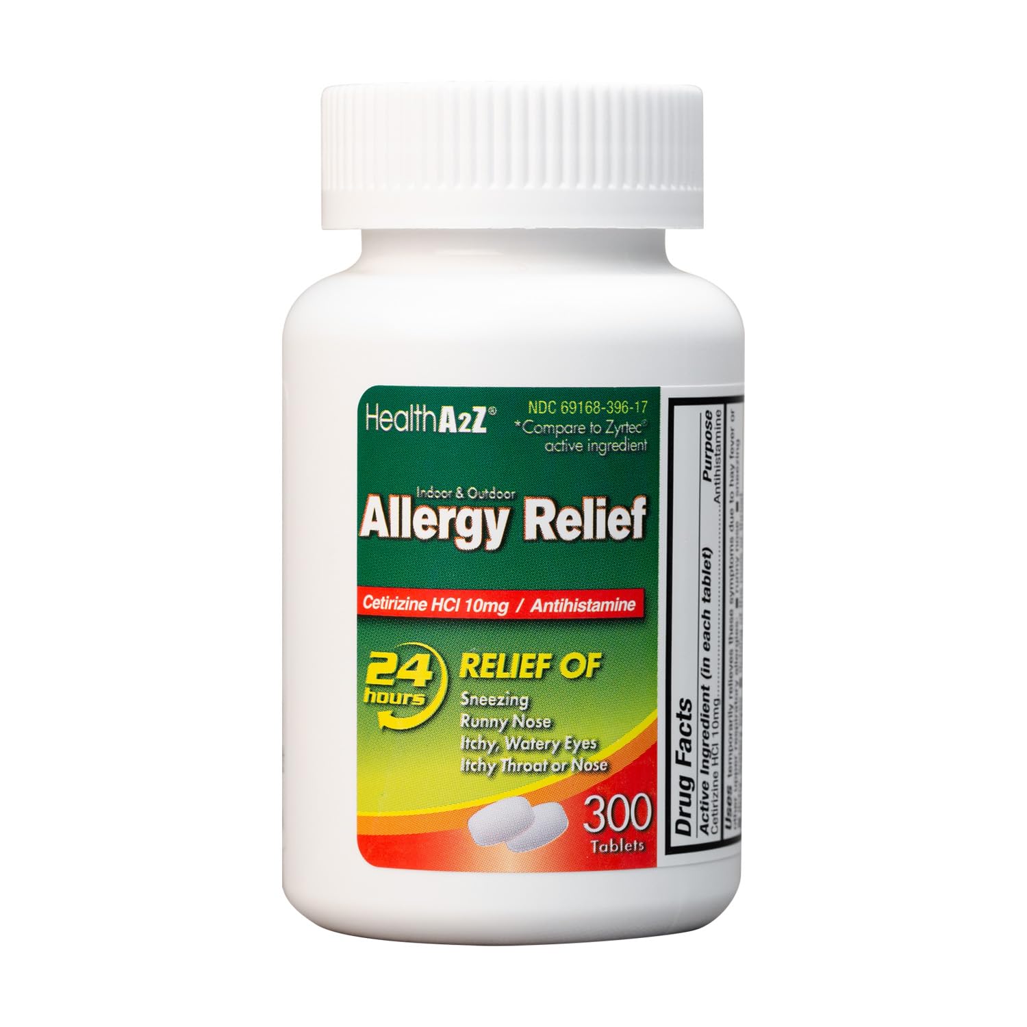 HealthA2Z Allergy Relief cetirizine 10mg 300 count packaging