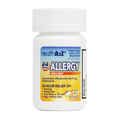 HealthA2Z® Levocetirizine 5mg allergy relief tablets bottle