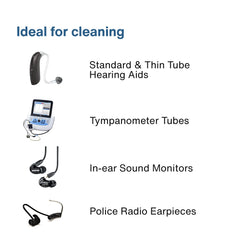 hearing aid cleaning kit accessories and box packaging