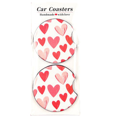 Heart Car Coasters 2.75 inch diameter fit most cupholders