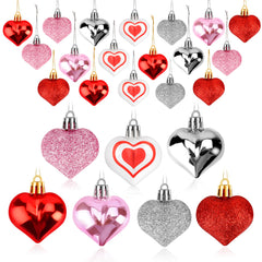 Heart ornaments 30 pcs 7 styles assortment