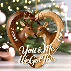 Heart shaped deer couple ornament detail