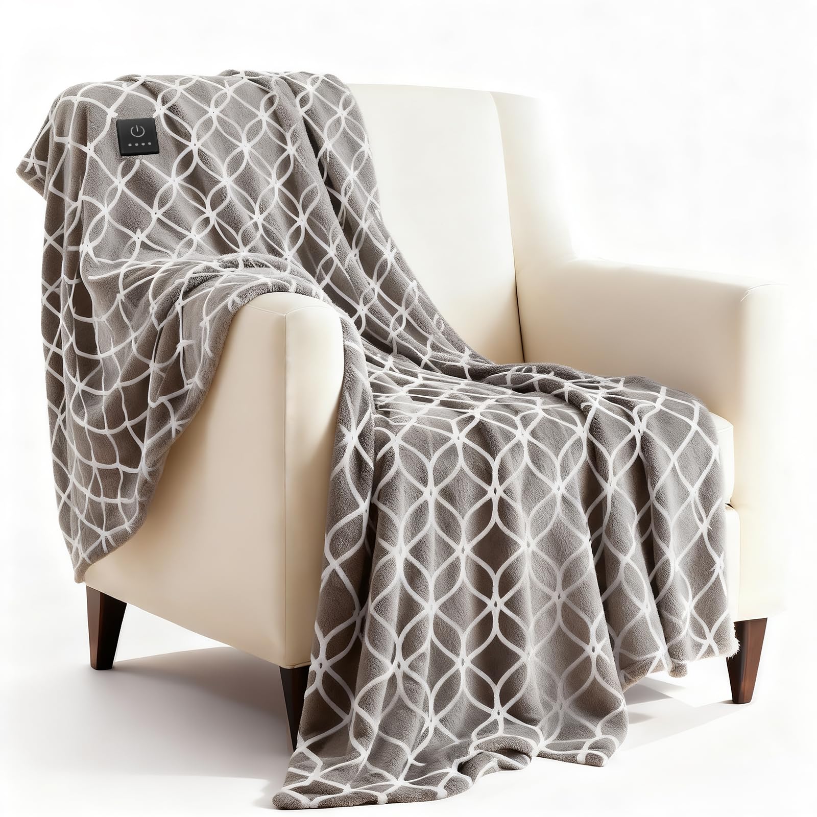Heated Blanket Electric Throw Blanket 50x60 with built-in button controller