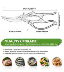 Poultry shears with safety lock spring mechanism close up