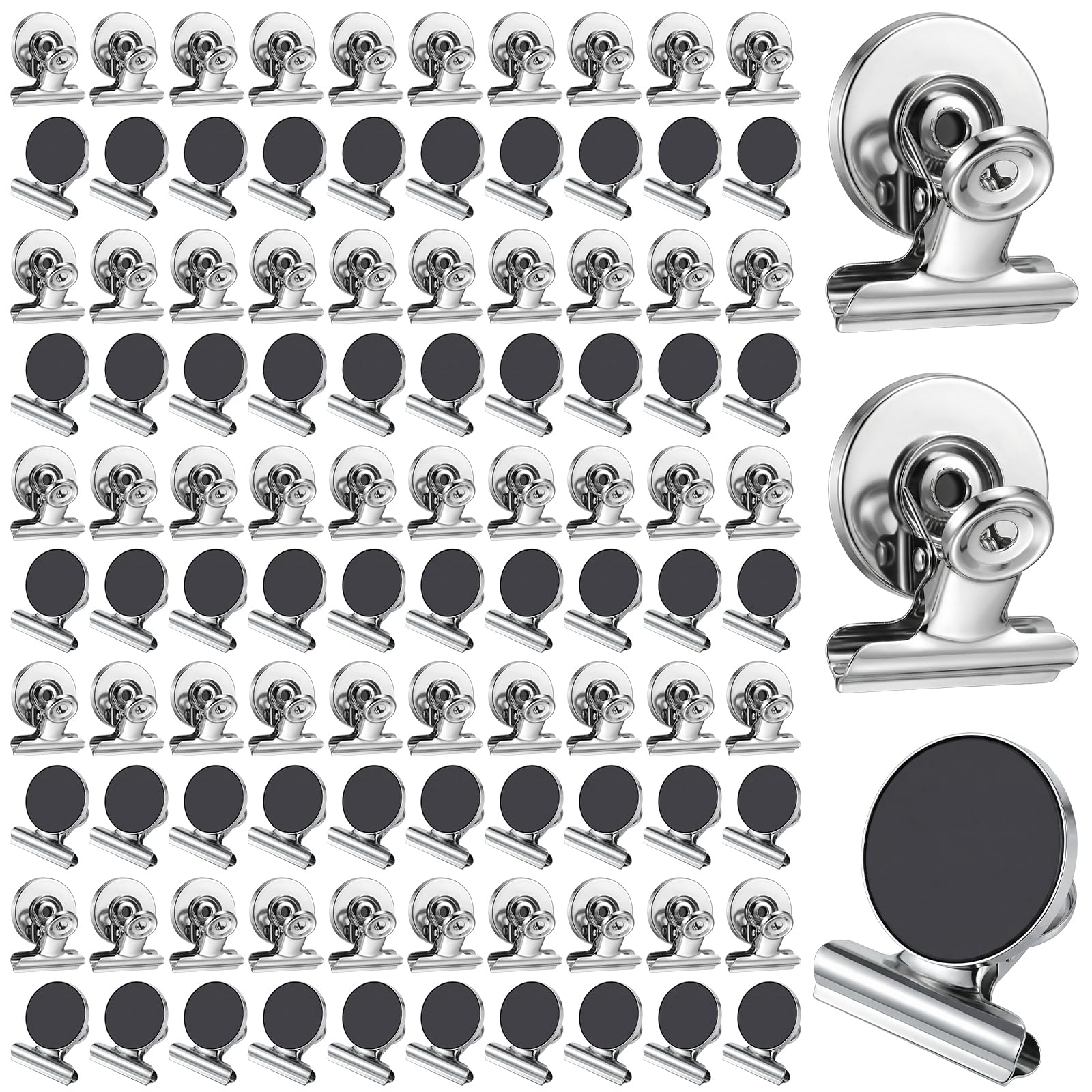 100 pack heavy duty magnetic clips in silver stainless steel