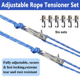Heavy duty tent guy lines blue with storage case