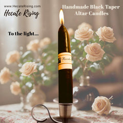 Hecate Rising Handmade Black Taper Candle altar use image