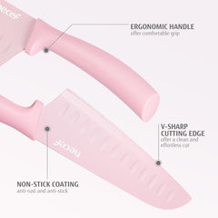 Santoku knife by hecef color coded non-stick blade