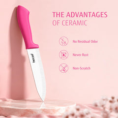 hecef ceramic knife set with cover 3 inch fruit peeling knife image