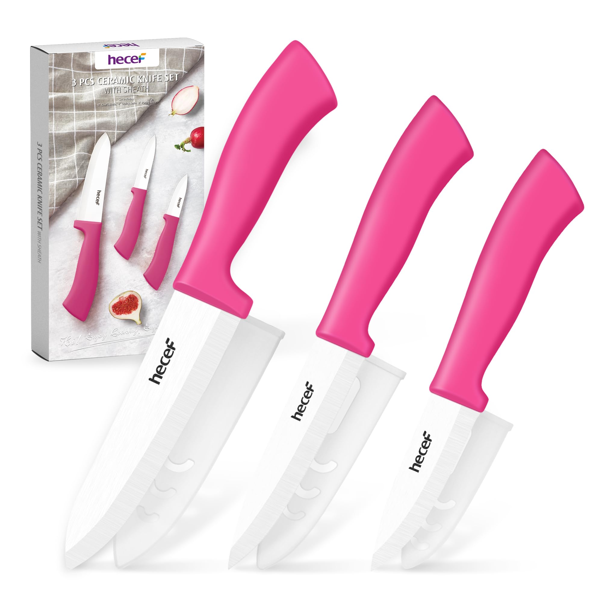 hecef ceramic knife set with cover 6 inch chef knife image