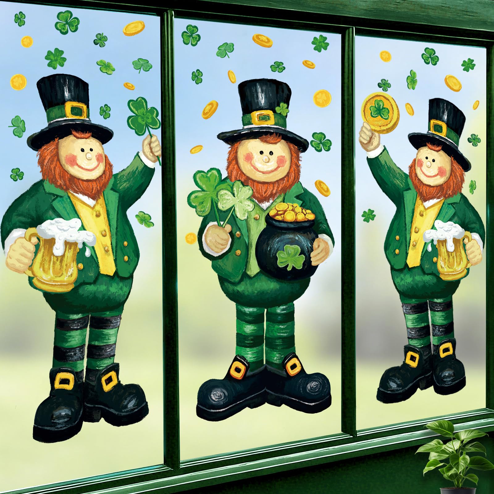 Heirloom Haven Leprechaun window cling 13.4x34.6 inch six sheets