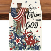 Heirloom Haven patriotic table runner with stars cross design
