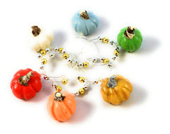 Heirloom Pumpkin Wine Glass Charms set of 6 handcrafted polymer clay