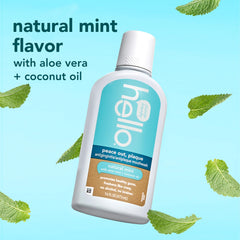 Mint mouthwash with aloe vera and coconut oil packaging