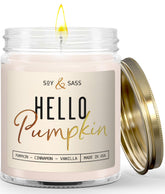 Hello Pumpkin candle in 9oz reusable jar