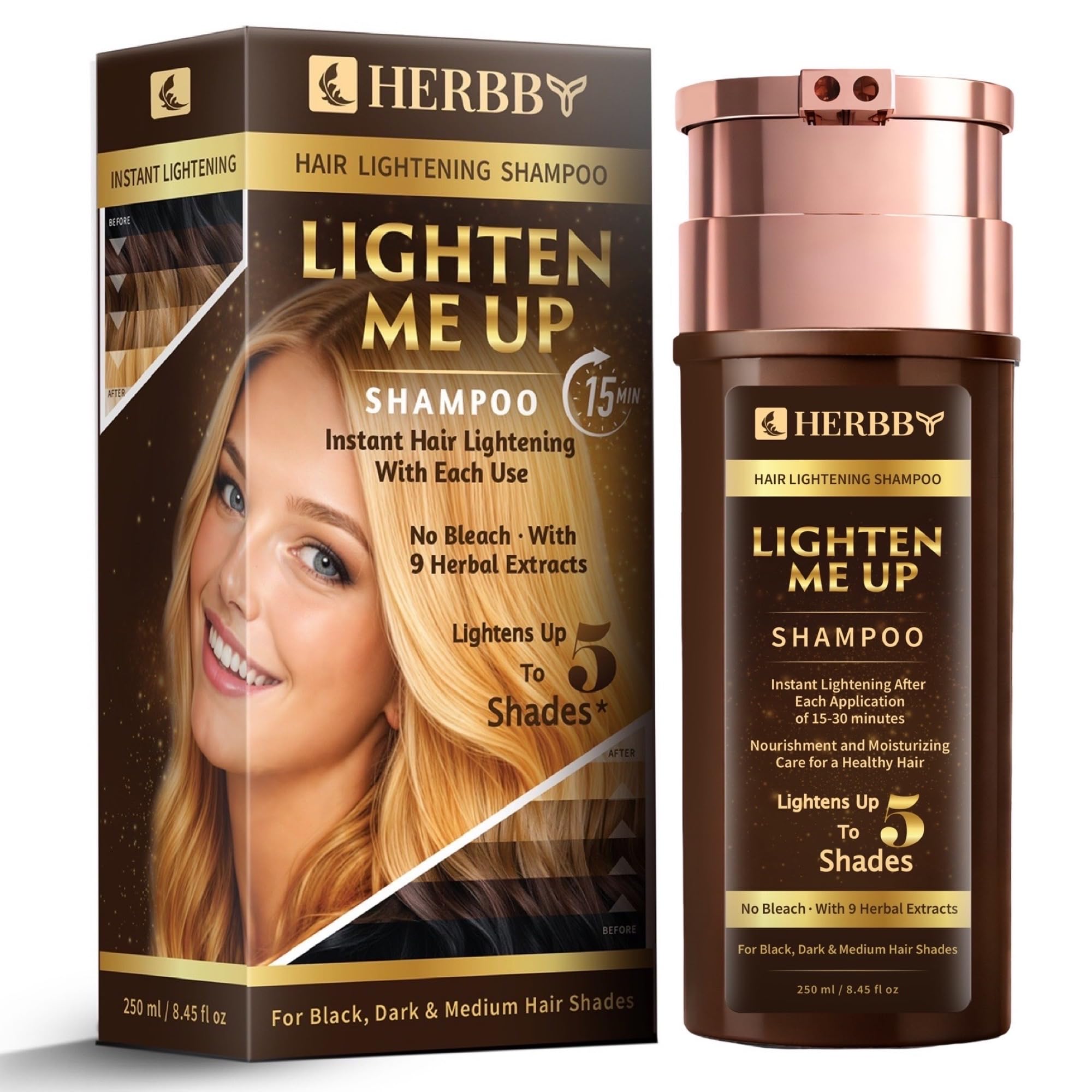 HERBBY hair lightening shampoo bottle 250ml front view