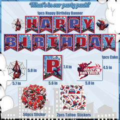 Balloons including metallic and latex for Hero Themed Birthday Party Decorations Set