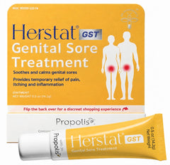 Herstat GST topical relief sensitive skin 1oz packaging label