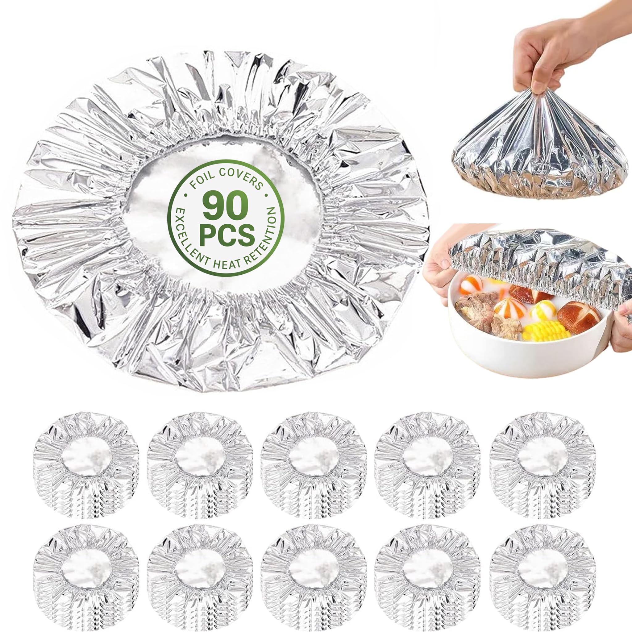 Hewmaw 90Pcs reusable thickened aluminum foil food covers pack