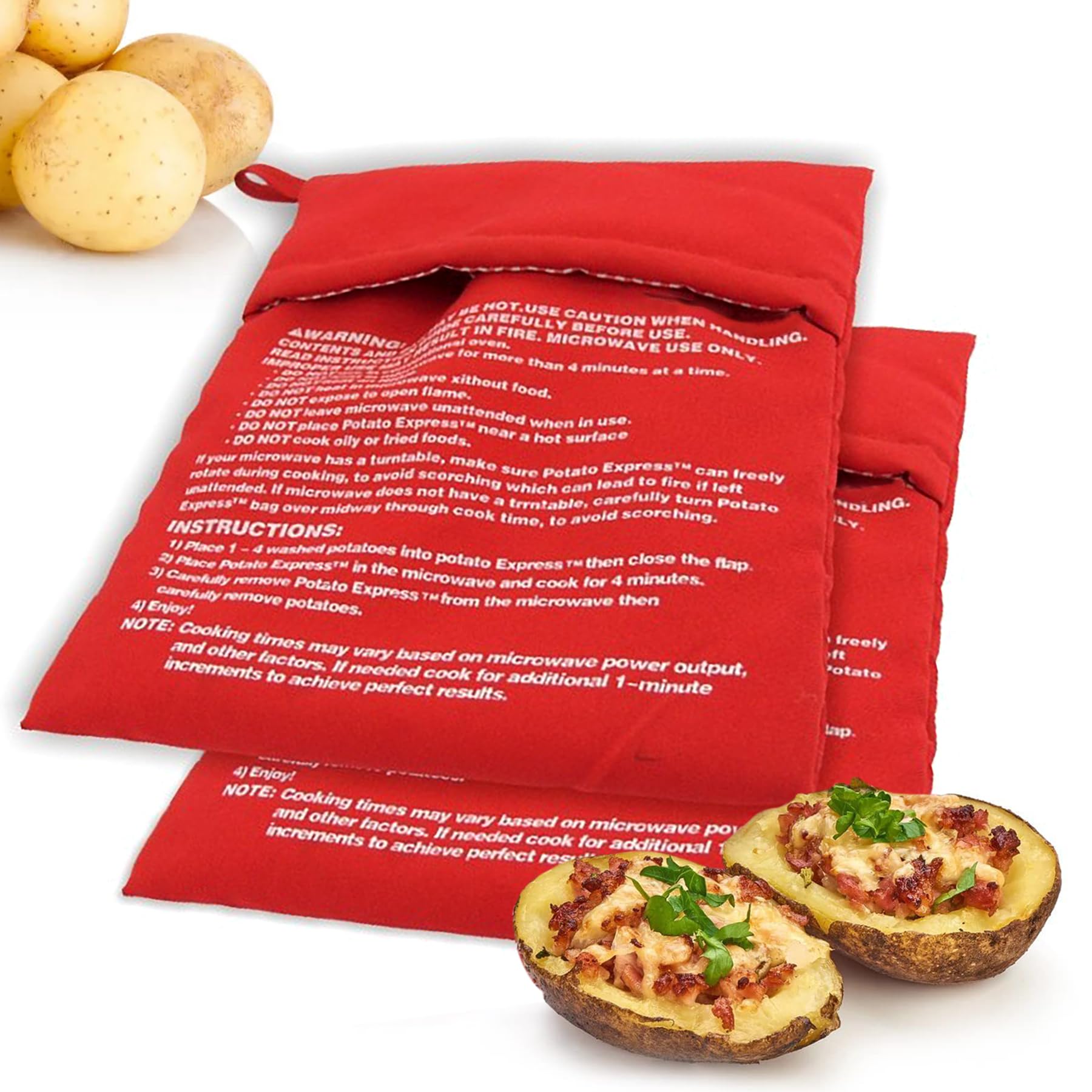 Hexalyao microwave potato bag 2 pack red