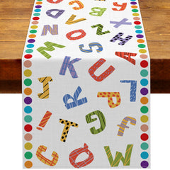 Heyfary alphabet number table runner product image showing 13 x 72 inches