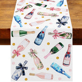 Heyfary champagne table runner laid out on a dining table size 13x72 inches