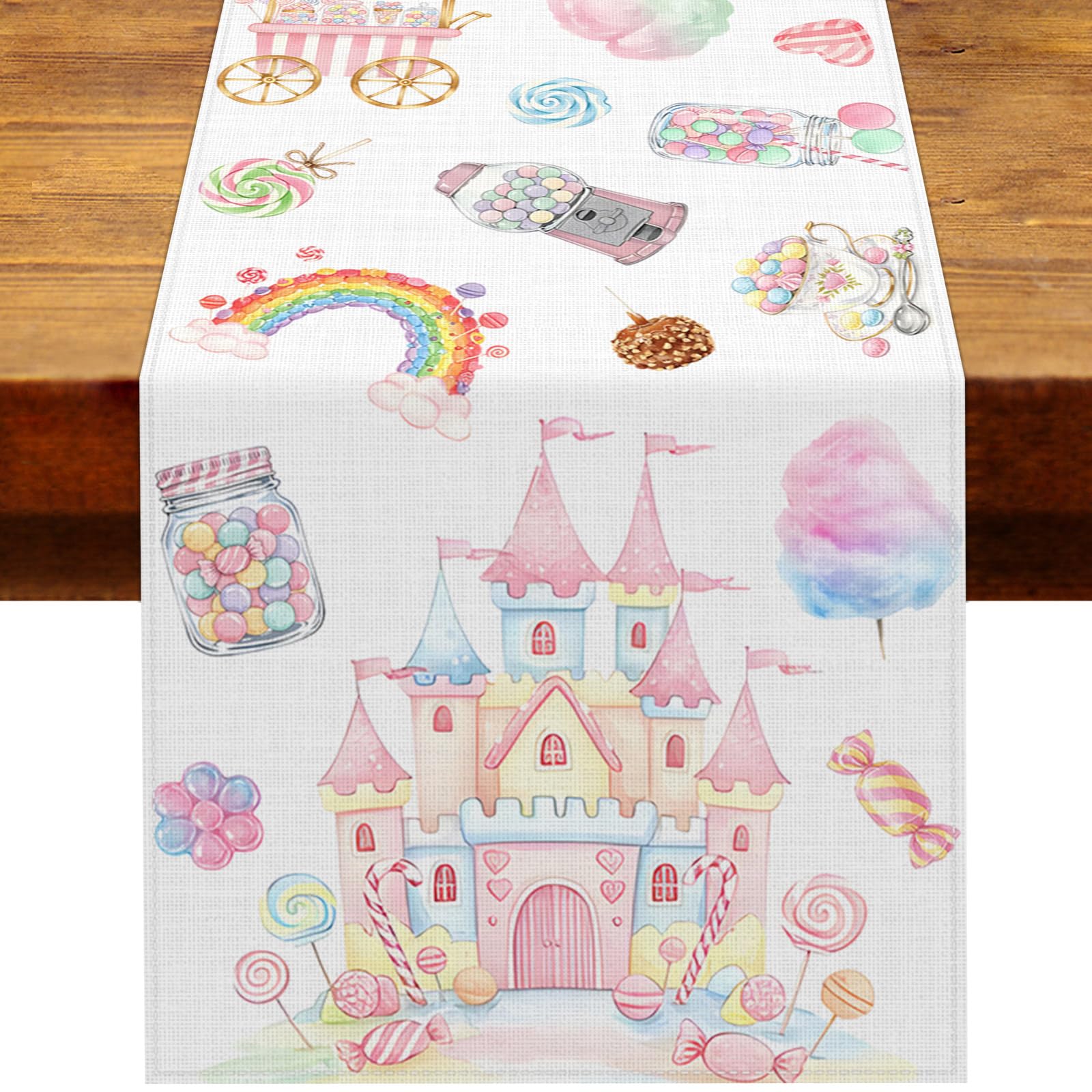 Heyfary Christmas Candy Party Land Decorations Table Runner 13x72 inches