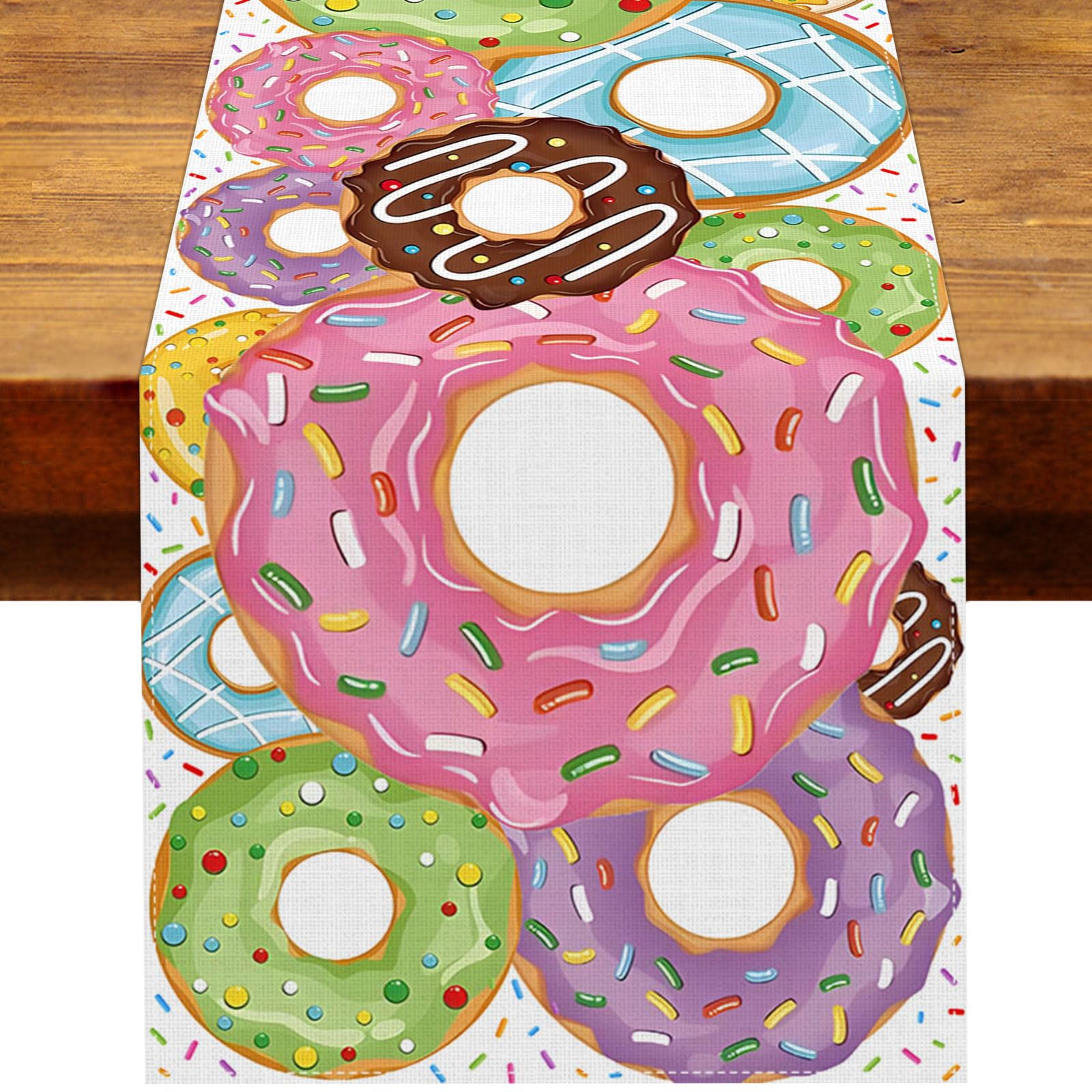 Heyfary Donut Party Table Runner 13 x 72 inches