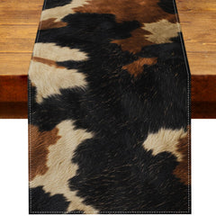 Heyfary faux cowhide table runner for cowboy birthday decor