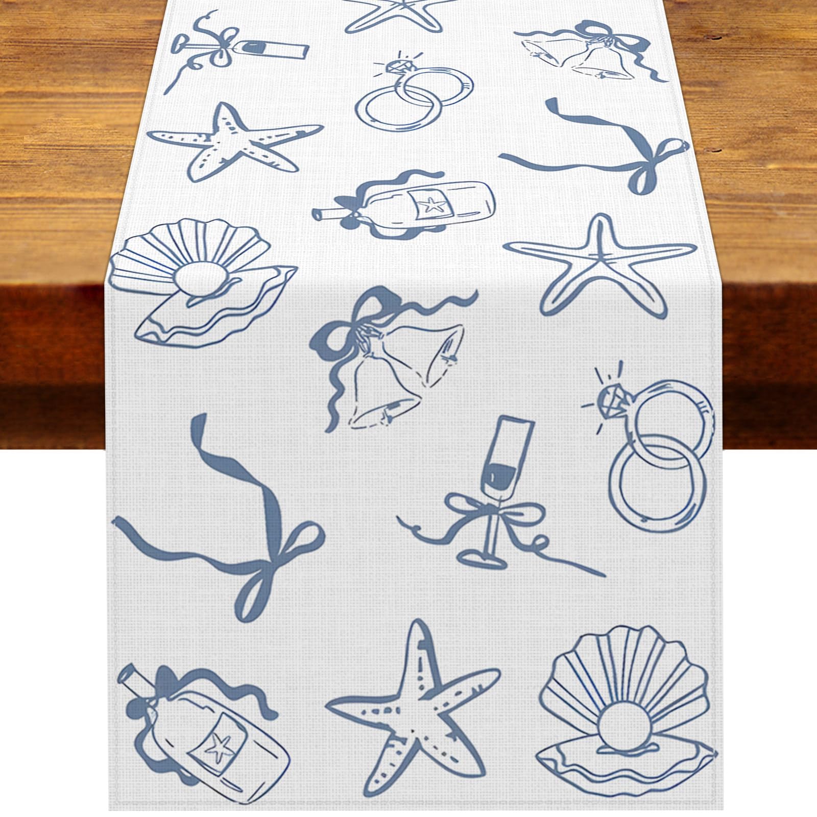 Heyfary seashells and wedding bells table runner 13x72 inches