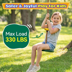 Large disc swing with climbing rope and carabiner