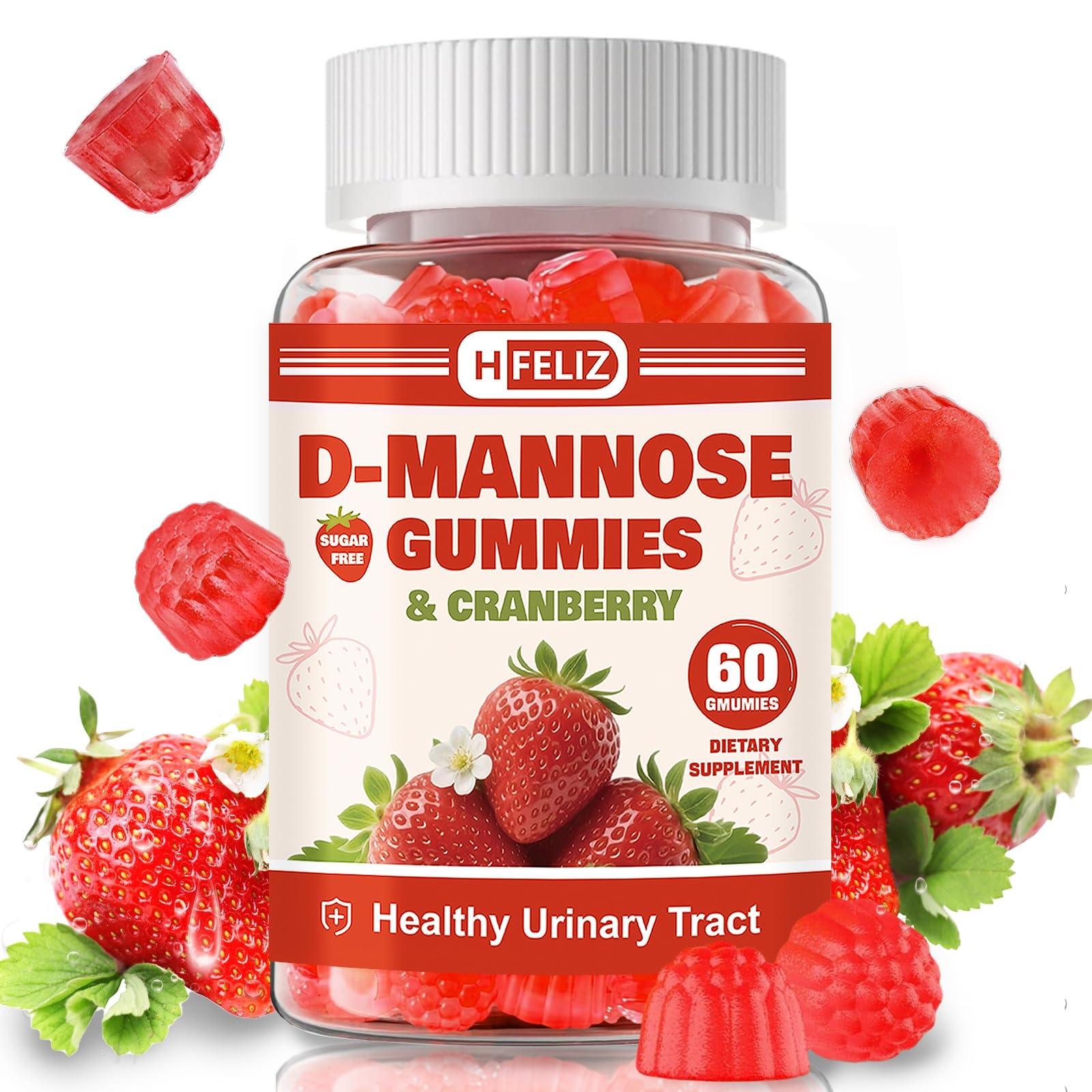 HFELIZ D Mannose with Cranberry Gummies 60 Count label