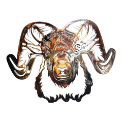 HG Artworks Arizona big horn sheep head metal wall art 12x15 front view