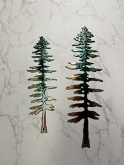 Copper bronzed plated forest tree wall decor with green tinged finish